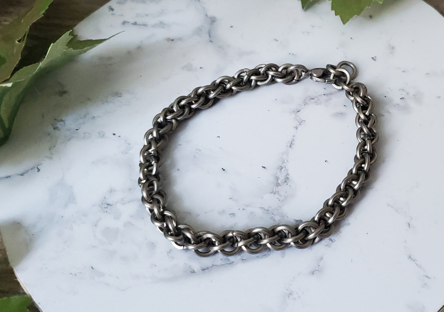 Stainless Steel Bracelet - Jens Pind Linkage Weave, 8" Long, Unisex, Hypoallergenic, Edgy Rock Chain or Biker Chain