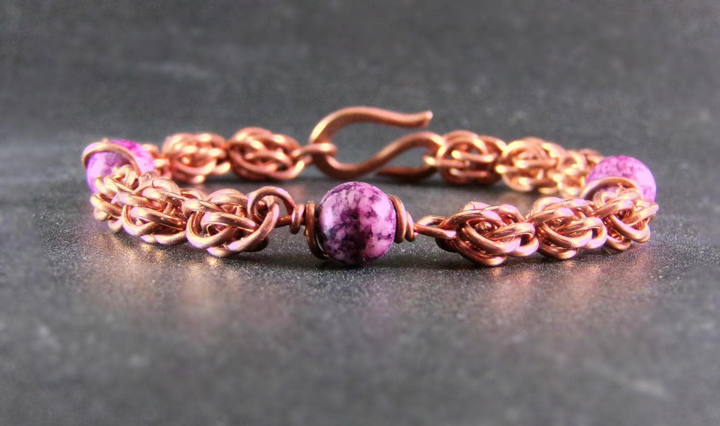 Copper Chainmaille Bracelet - Copper Chain Bracelet - Women&#39;s  Copper Bracelet - Copper Bracelet for women - Sweet Pea Bracelet