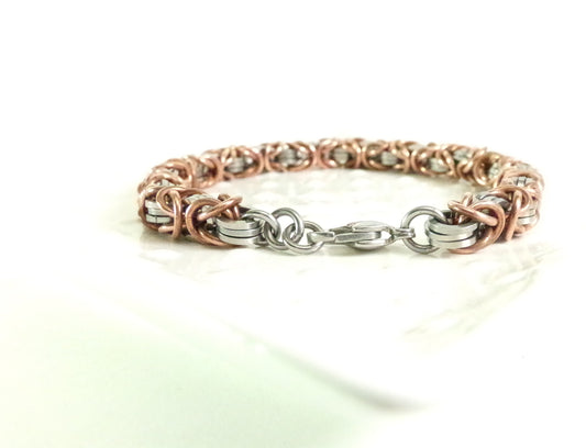 Copper and Square Stainless Steel Unisex bracelet