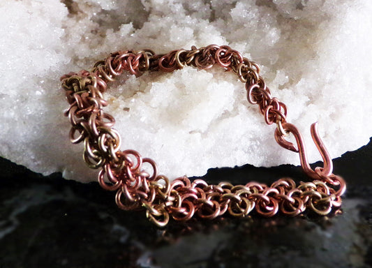 Mixed Metal Chainmaille Bracelet - 7th Anniversary - Copper anniversary - Steampunk Bracelet - Anniversary gift- Gift for her- Multi metal