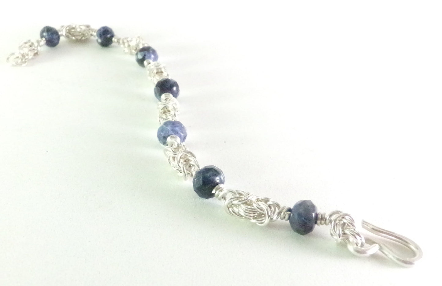 Sterling Silver and Lapis Lazuli Bracelet - Gemstone Bracelet - Sterling Silver bracelet- 25th anniversary - Chainmaille bracelet