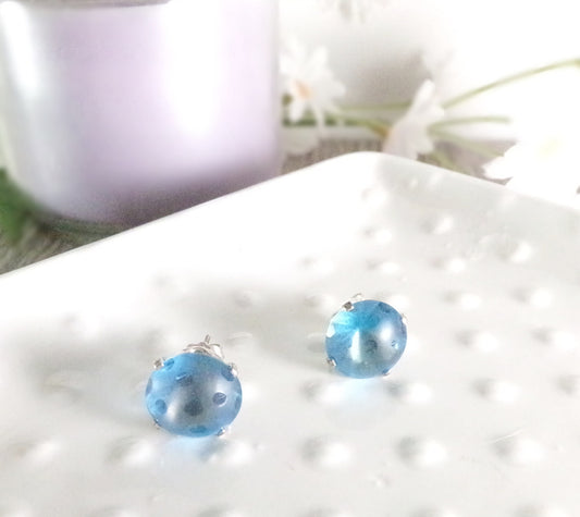 Blue topaz earrings- Sterling silver earrings- 25th anniversary- gifts for her- Stud earrings- earlobe earrings- topaz stud earrings-