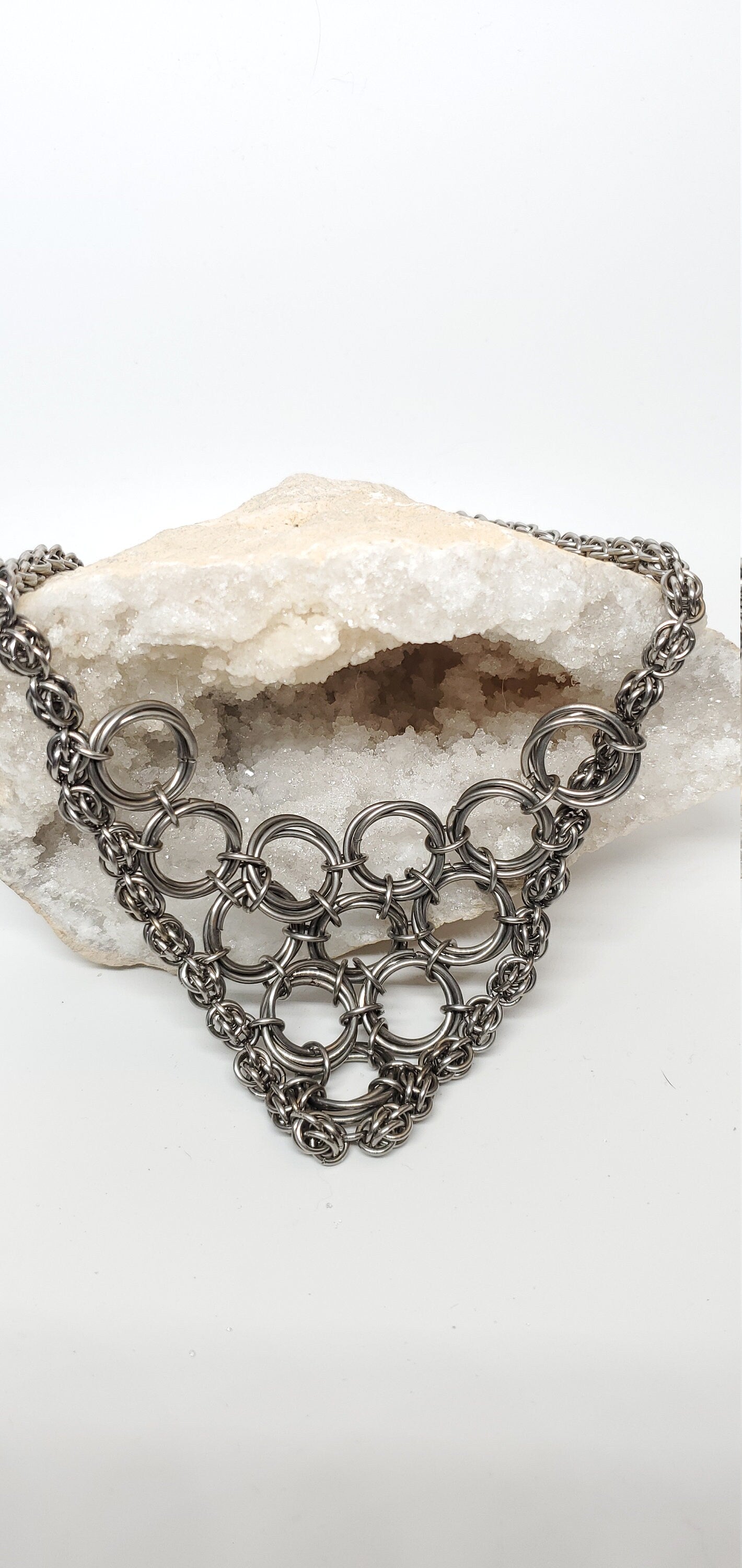 Stainless Steel Statement Necklace - Bib chainmaille Necklace - Gifts for Her - Statement Bib Necklace For Women