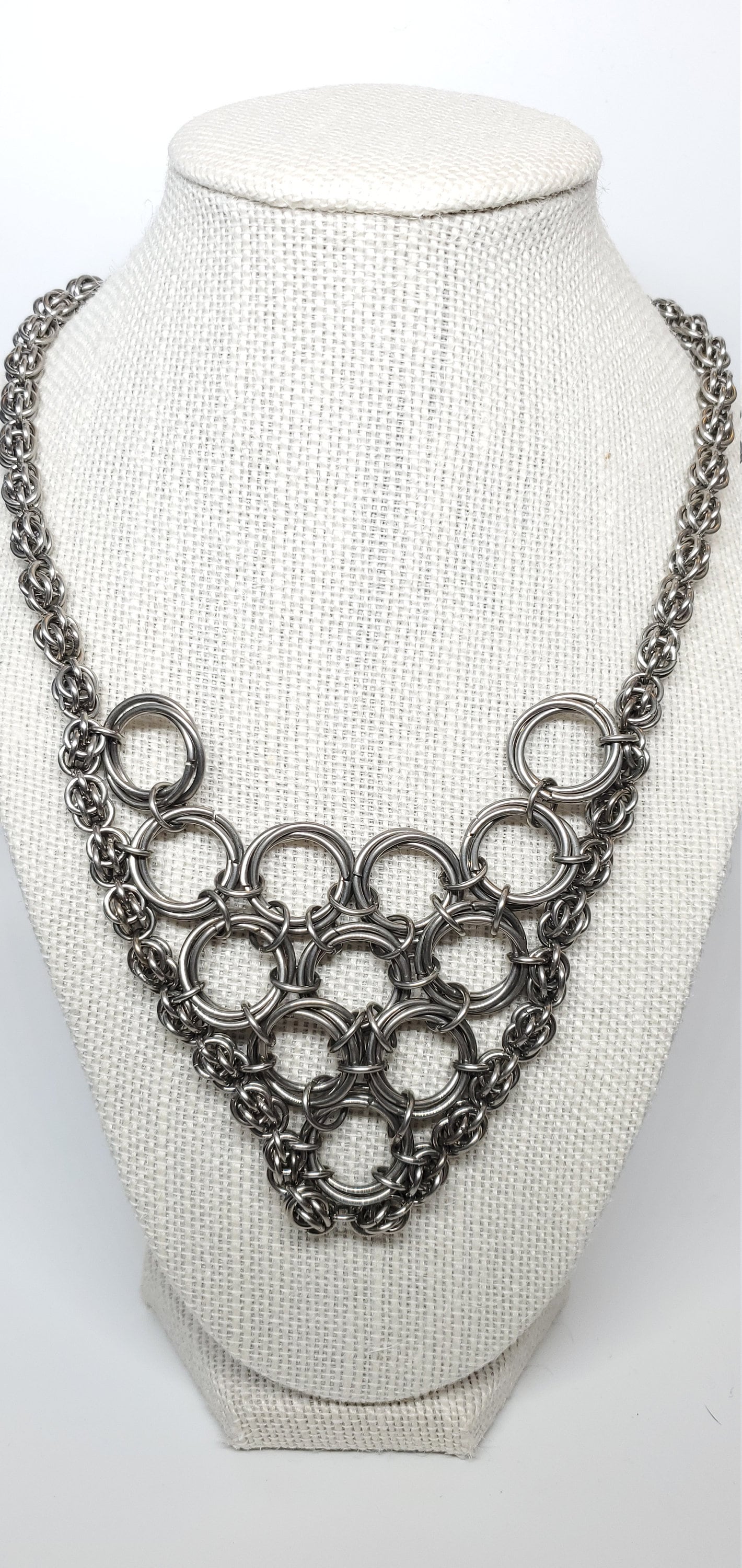 Stainless Steel Statement Necklace - Bib chainmaille Necklace - Gifts for Her - Statement Bib Necklace For Women