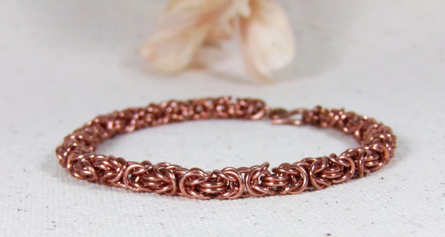 Byzantine Chainmaille Bracelet - Copper Chainmaille Bracelet - Micromaille Chainmaille Bracelet  - Copper Anniversary - Gift for her