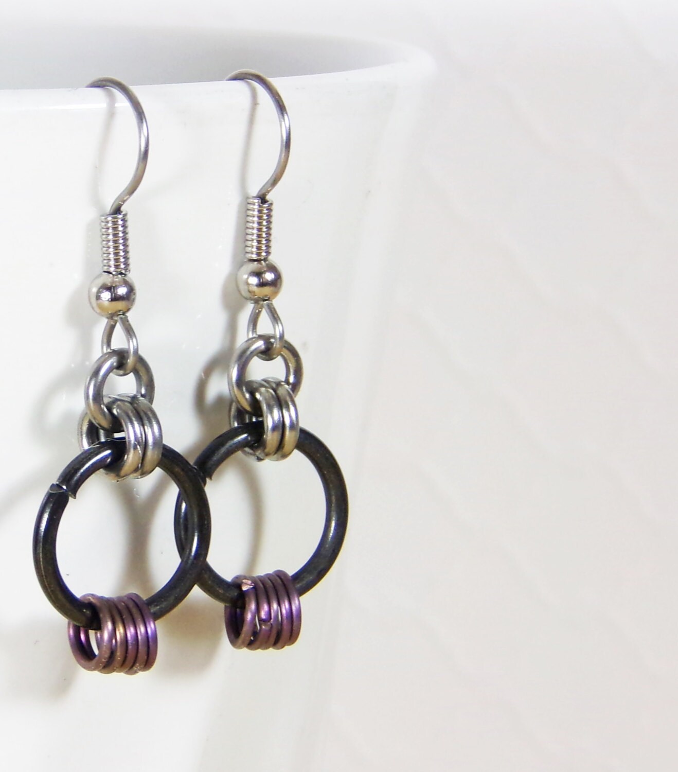 Stainless Steel Chainmaille Earrings- Rocker Earrings - Simple Chainmaille earrings - Go to Earrings - Chainmaille Jewelry