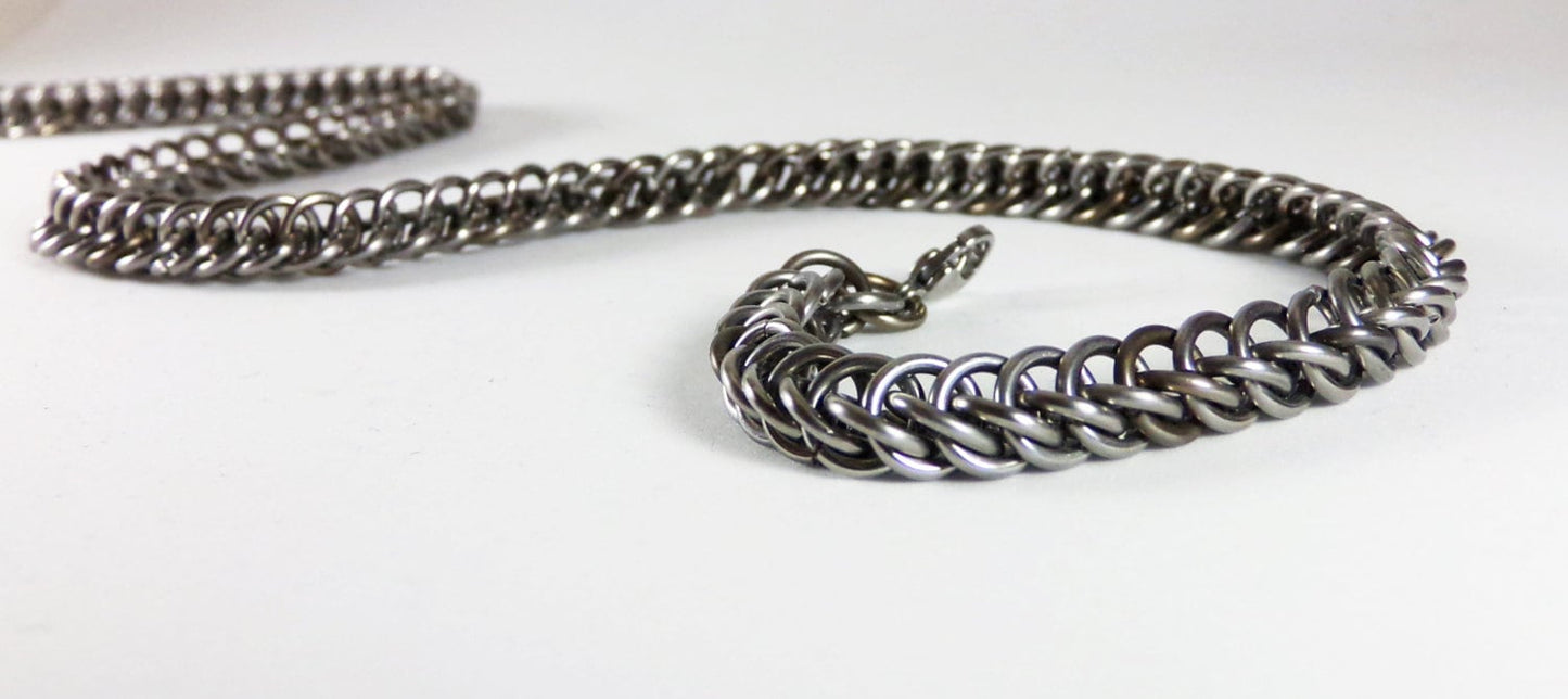 Stainless Steel Chainmaille Necklace - Half Persian Chainmaille Necklace - Stainless steel necklace- Hypoallergenic necklace